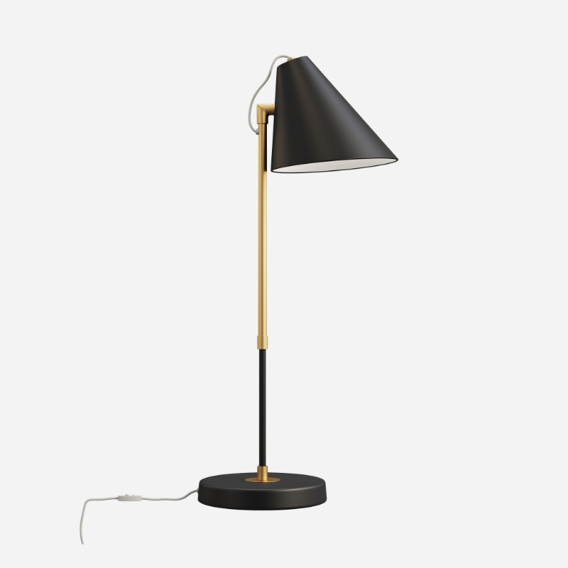 Ultima Table Lamp, Brass structure & Oval base with leather fragments ...